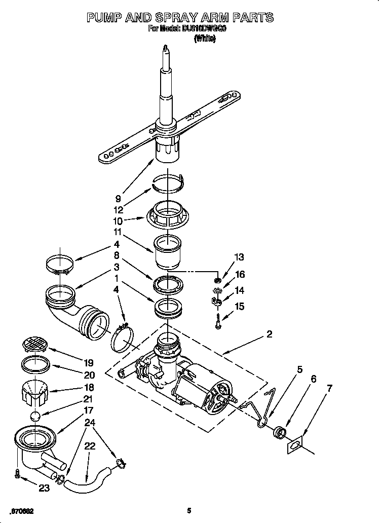 Pump and spray arm