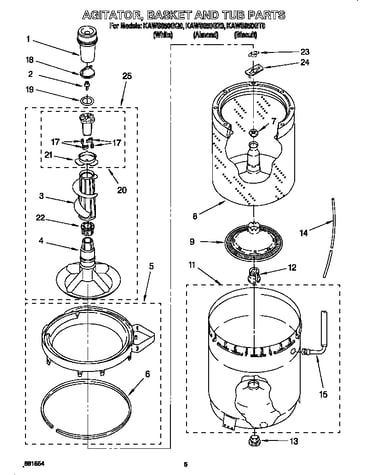 Agitator, basket and tub