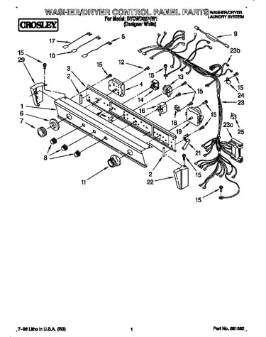 Washer/dryer control panel