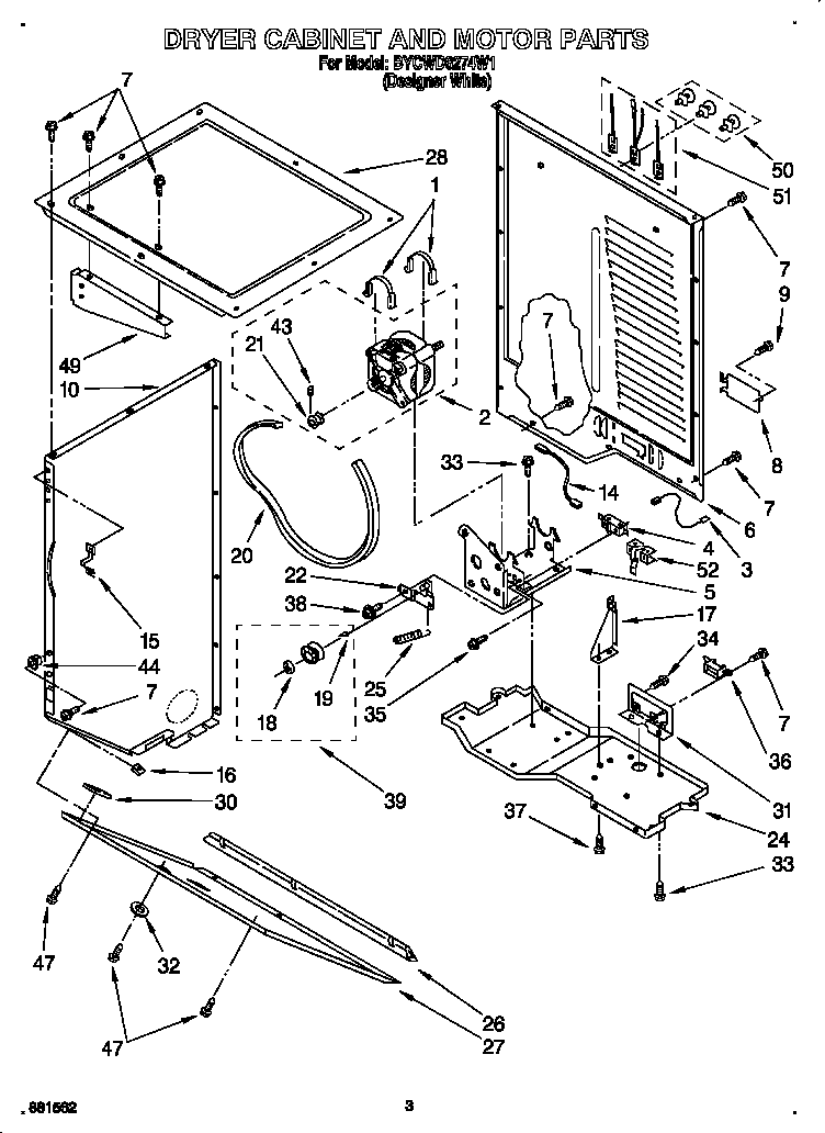 Dryer cabinet and motor