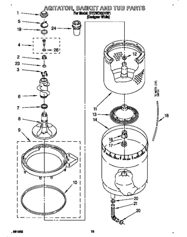 Agitator, basket and tub