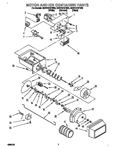 Motor and ice container