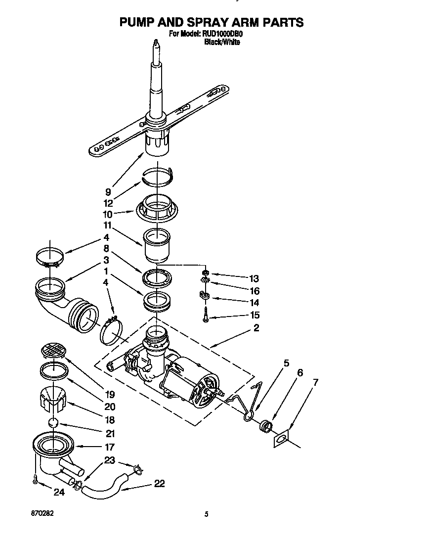 Pump and spray arm