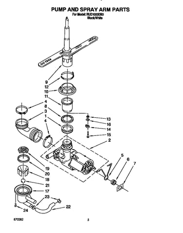 Pump and spray arm