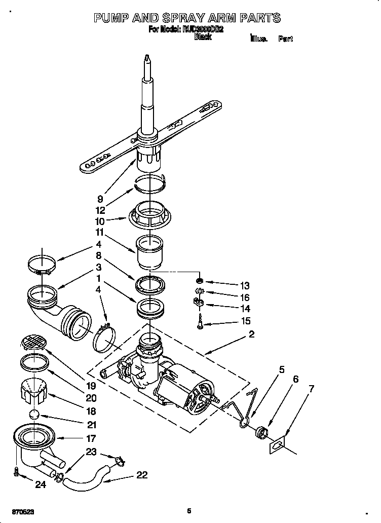 Pump and spray arm