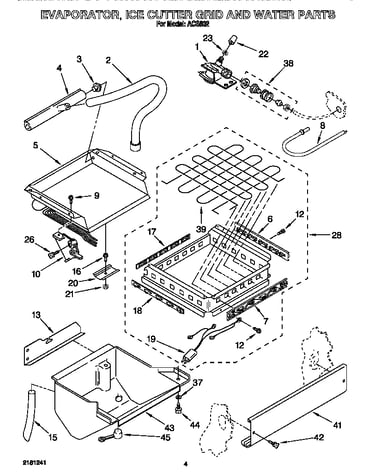 Evaporator, ice cutter grid and water