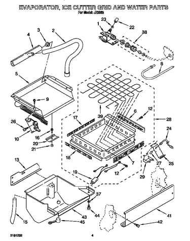 Evaporator, ice cutter grid and water