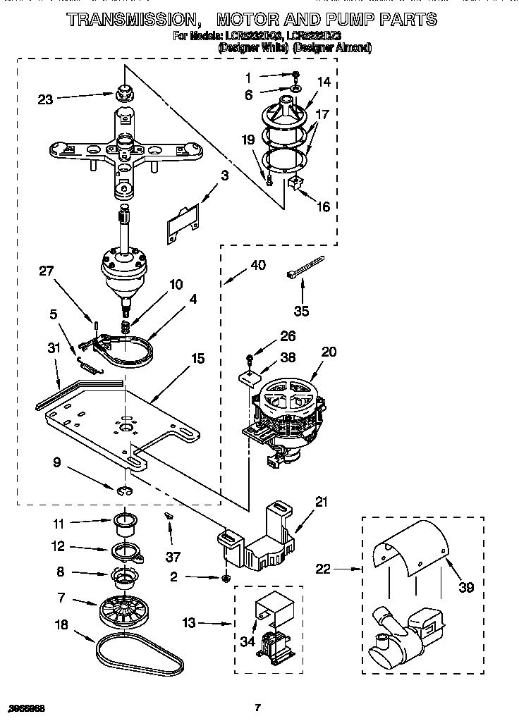 Transmission, motor and pump