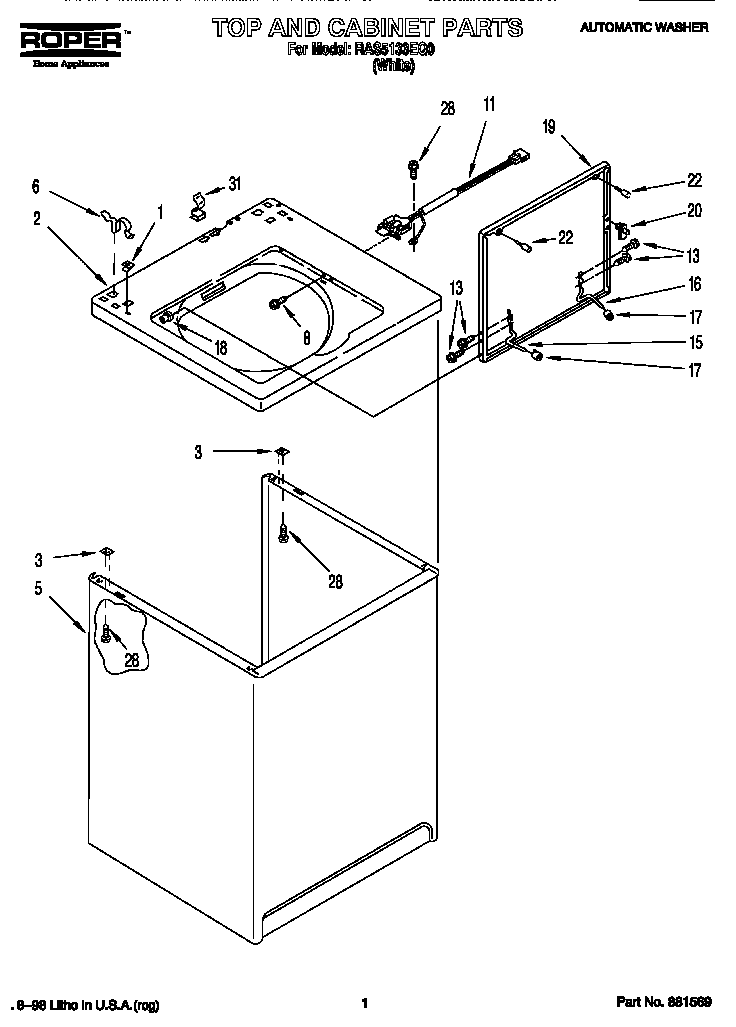 Top and cabinet