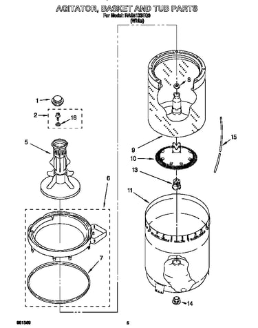 Agitator, basket and tub