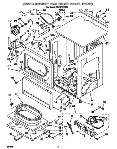 Upper cabinet and front panel
