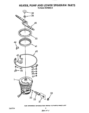 Heater, pump and lower spray arm