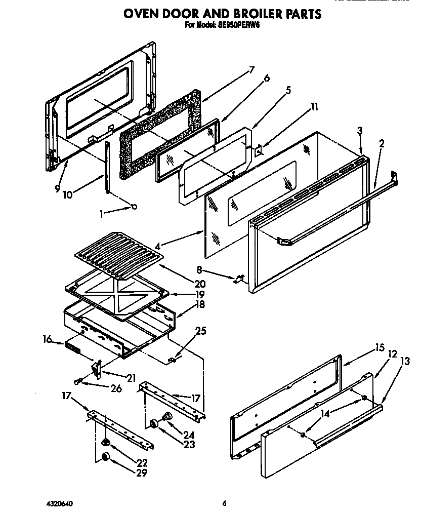 Oven door and broiler