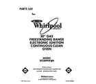 Whirlpool SF330PERW6 front cover diagram