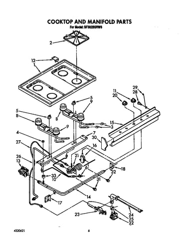 Cooktop and manifold