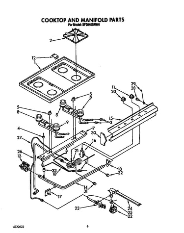 Cooktop and manifold