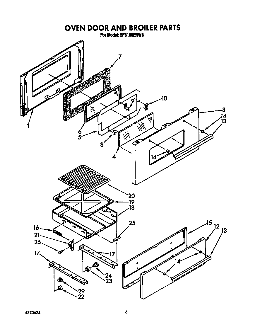 Oven door and broiler