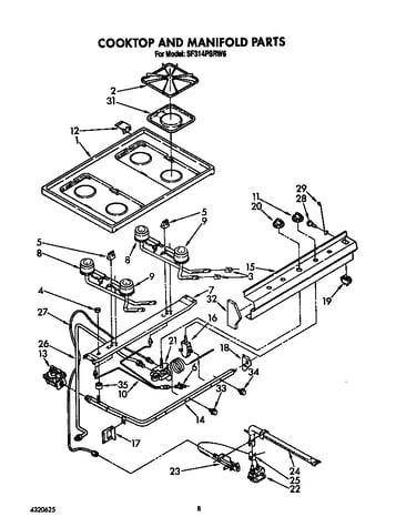Cooktop and manifold