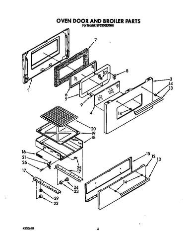 Oven door and broiler
