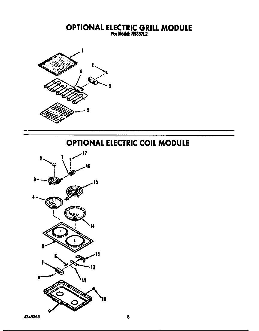 Electric coil module/grill module