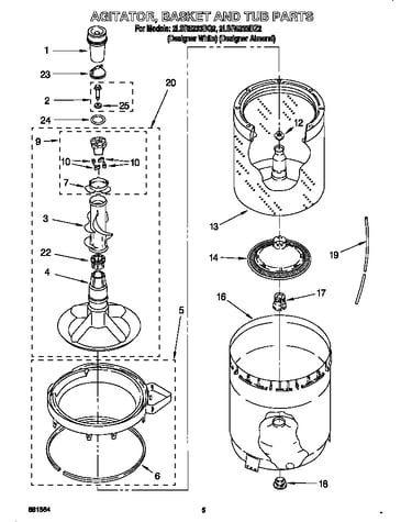 Agitator, basket and tub