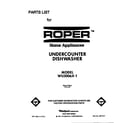 Roper WU3006X1 front cover diagram
