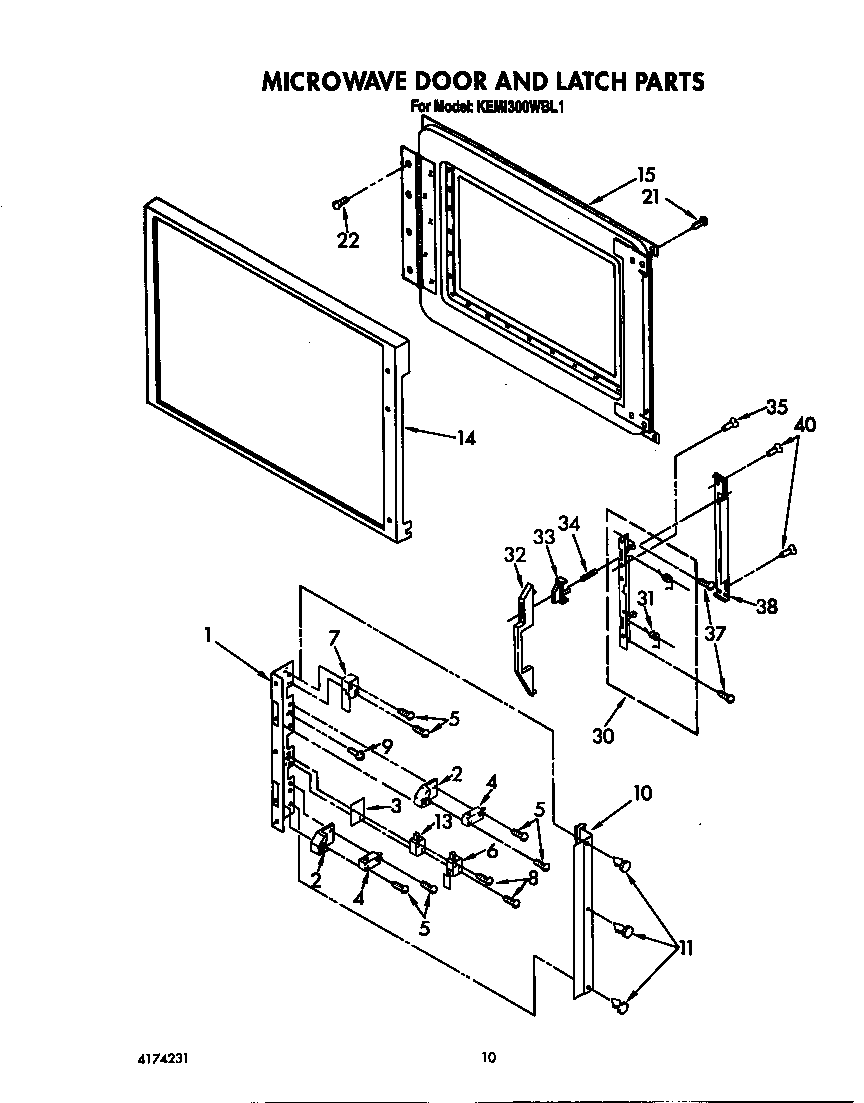 MICROWAVE DOOR AND LATCH