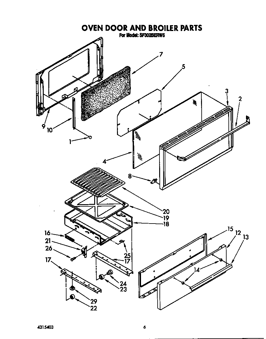 Oven door and broiler
