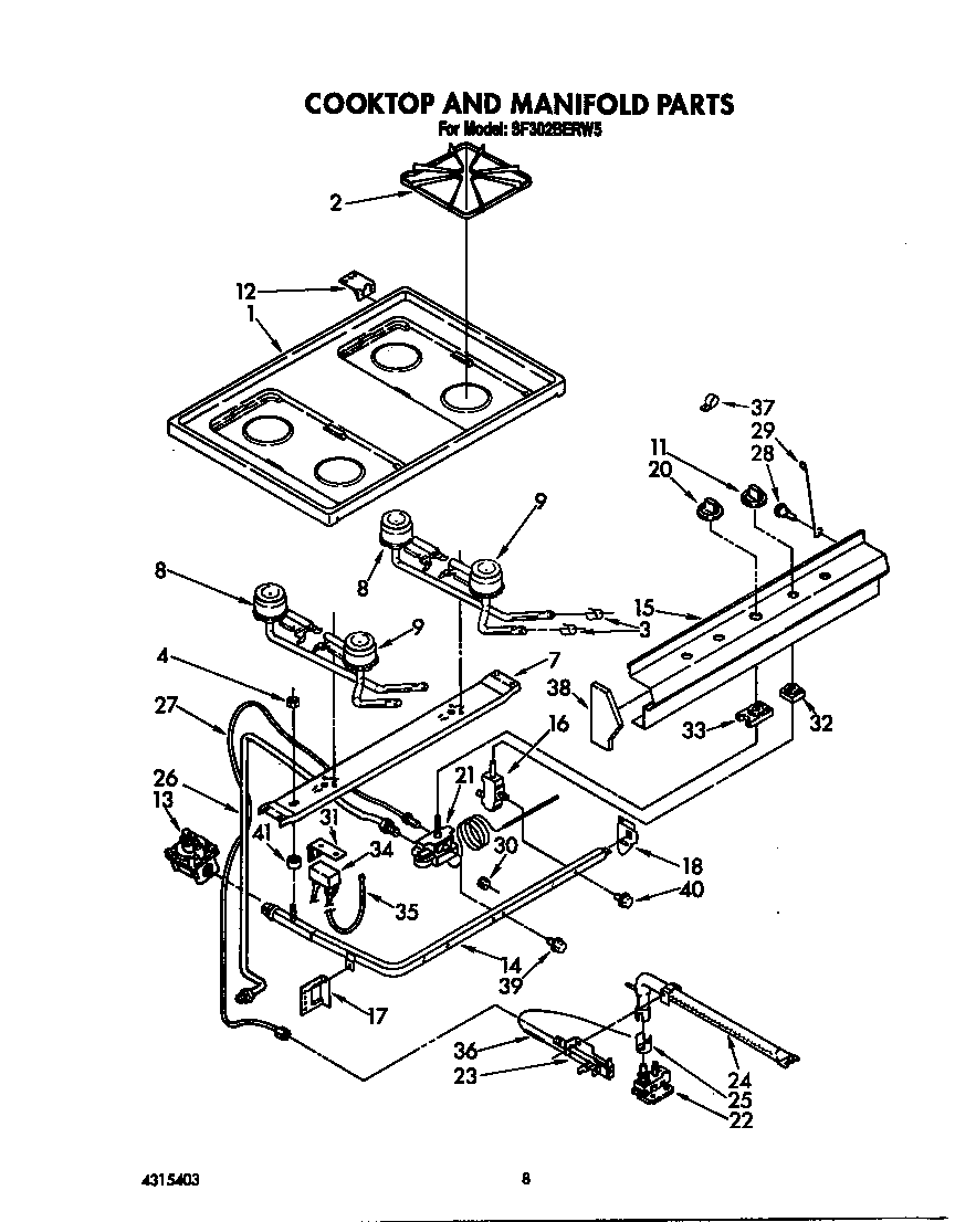 Cooktop and manifold