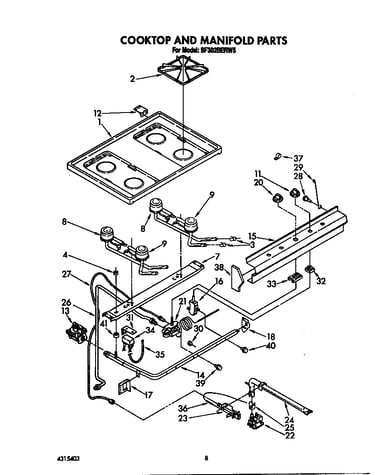 Cooktop and manifold