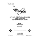 Whirlpool SF3000SRW0 front cover diagram