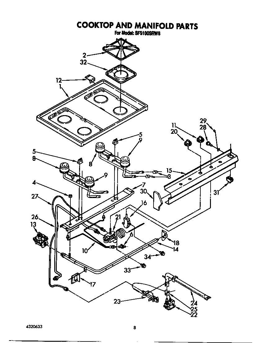 Cooktop and manifold