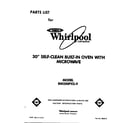 Whirlpool RM288PXS9 front cover diagram