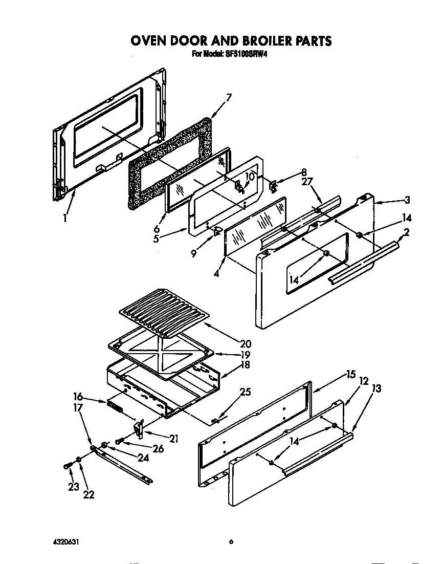 Oven door and broiler