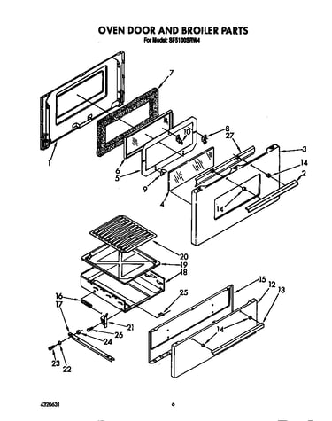 Oven door and broiler