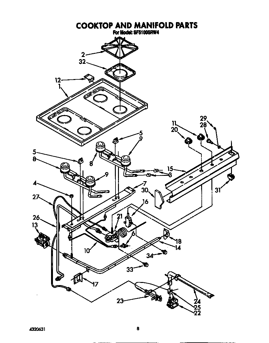 Cooktop and manifold