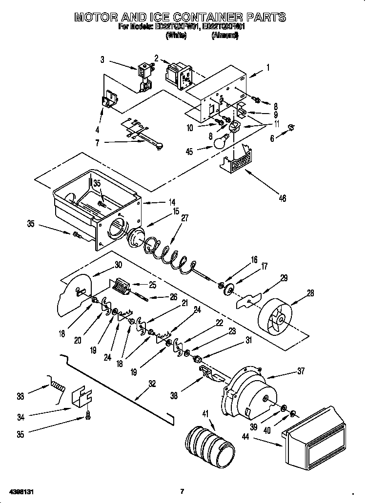 Motor and ice container