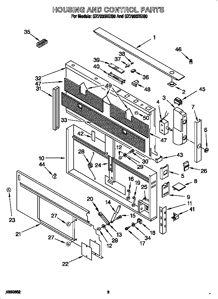 Housing and control parts