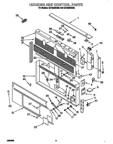 Housing and control parts
