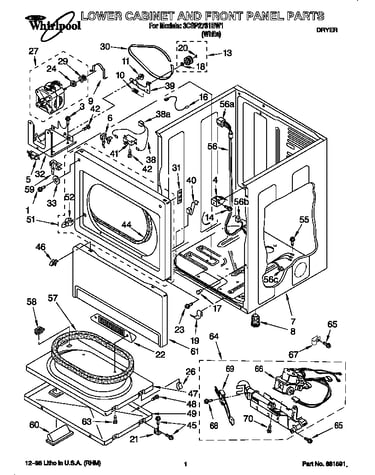 Lower cabinet and front panel