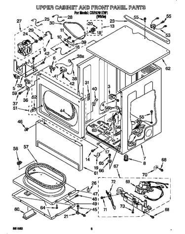 Upper cabinet and front panel