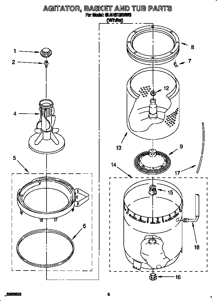 Agitator, basket and tub
