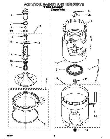 Agitator, basket and tub