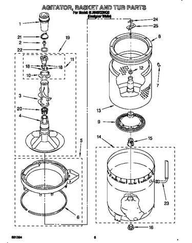 Agitator, basket and tub