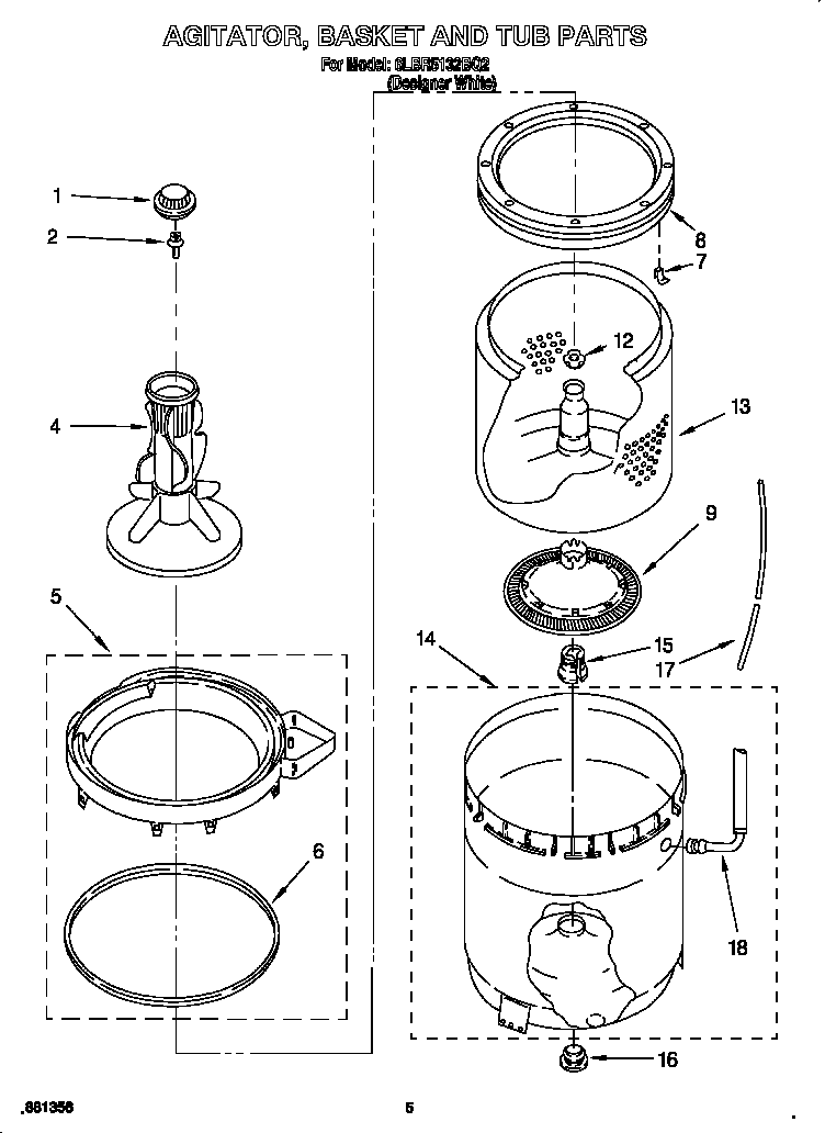 Agitator, basket and tub