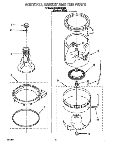 Agitator, basket and tub