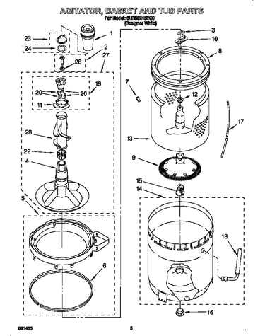 Agitator, basket and tub