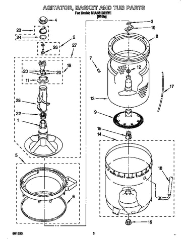 Agitator, basket and tub