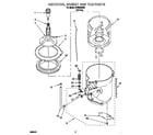 Whirlpool CCW5264W3 agitator, basket and tub diagram