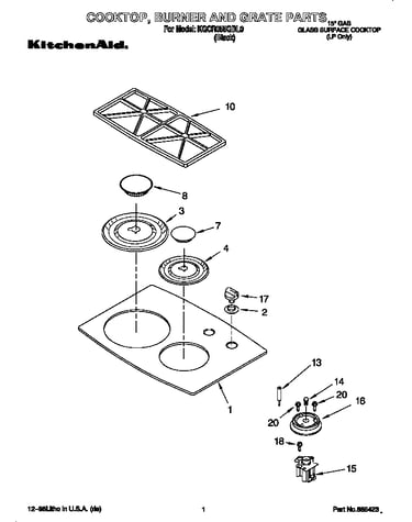 Cooktop, burner and grate